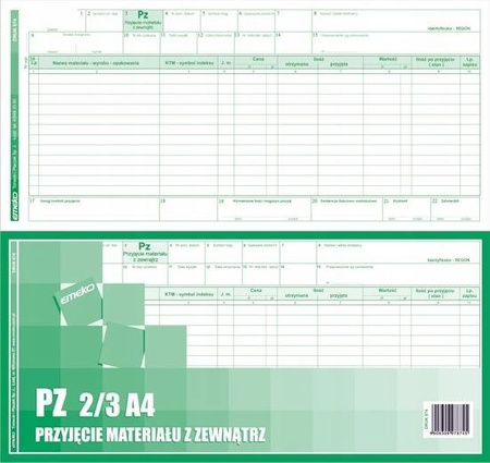 Druk Przyjęcie materiału z zewnątrz PZ Emeko 874