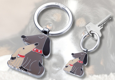 BRELOK TROIKA DOG & DOGGY, EMALIOWANY METAL