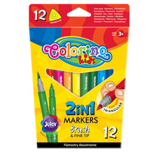 FLAMASTRY COLORINO DWUST.PĘDZELKOWE 12KOL.