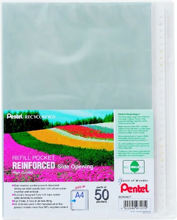 Koszulka Pentel na dokumenty otwierana z boku 50 sztuk