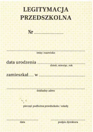 Legitymacja MEN I/5 Przedszkolna 10szt