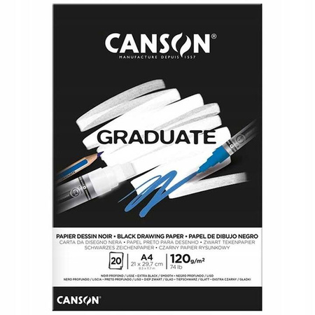 BLOK_RYS. CANSON GRADUATE A4 120g 20A CZARNY FILA