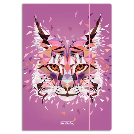 Teczka z gumką HERLITZ Lynx Animal A4 (róż)