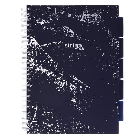 Kołozeszyt STRIGO PADS Project Book A4 kratka Marmur granatowy