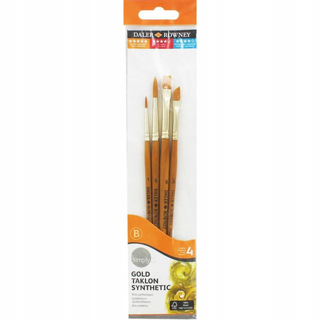 Zestaw pędzli Daler Rowney Gold Taklon 4 szt