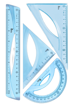 ZESTAW GEOMETRYCZNY NIEBIESKI Z LINIJKĄ 20CM