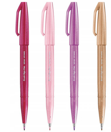 Pisak Brush Pen OWOCOWE POPISY kpl 4szt  Pentel