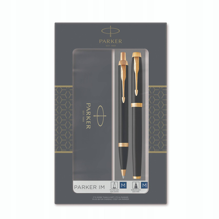 Parker IM Black Laquer GT zestaw podwójny M