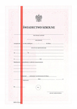 Świadectwa szkolne promocyjne LO wyróżnienie 100