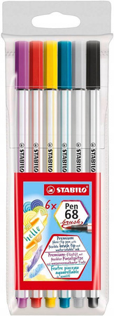 Flamastry STABILO Pen 68 brush opk 6 kolorów