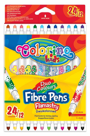 Flamastry dwukolorowe 12 sztuk / 24 kol. Colorino