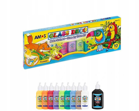 Farby witrażowe AMOS GD22P10 - 22 ml x 10 kolorów