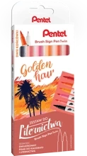 Pisaki Pentel Brush 6 sztuk Golden Hour