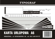 Karta urlopowa Typograf A6 01131