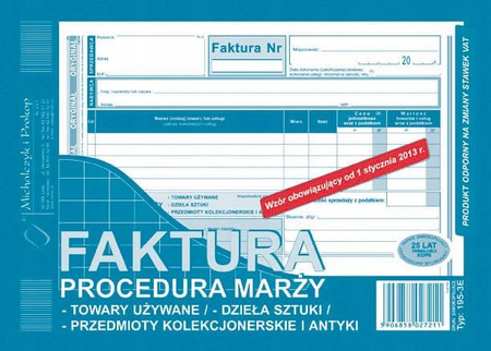 Faktura marża towary antyki M i P 195-3E A5 80