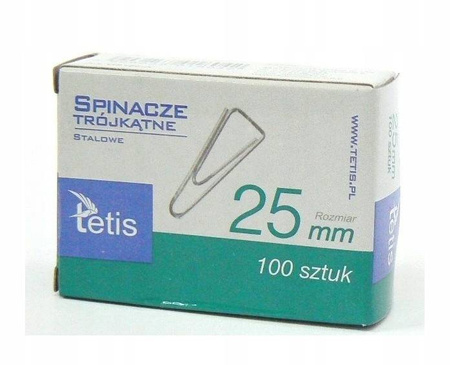 Spinacze biurowe Tetis GS180 trójkątne 25mm 100szt