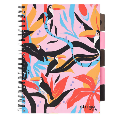 Kołozeszyt STRIGO PADS Project Book A4 kratka Jungla różowy