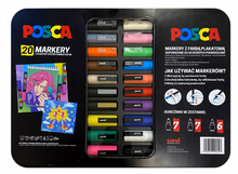 Marker Uni Posca zestaw 20 kolorówMetalowy Case