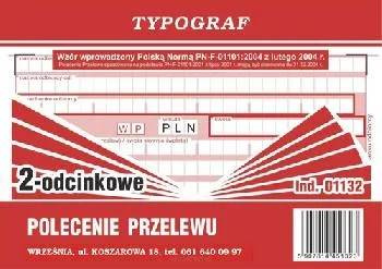 Polecenie przelewu 2 odcinkowe A6 Typograf