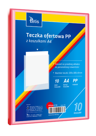 TECZKA OFERTOWA PP Z 10 KOSZULKAMI A4 CZERWONA BT630-C10