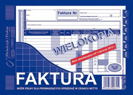 Druk faktury netto Michalczyk iProkop 100-3E A5 80