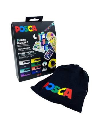 Zestaw markerów Uni Posca PC-5M 8 kolorów + torba