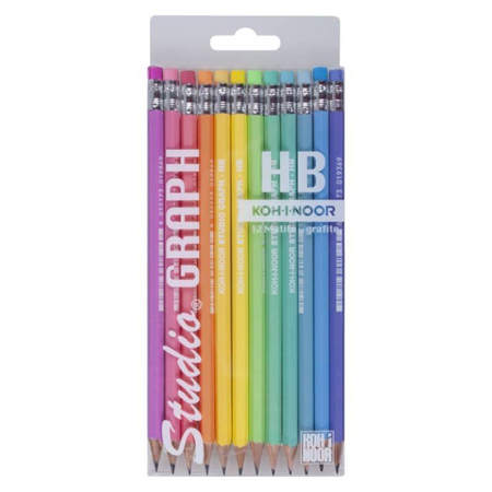 KIN OŁÓWKI STUDIO GRAPH MAT HB KPL. 12 SZT. MIX KOLORÓW