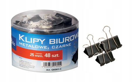 Klipy biurowe Tetis GK001 48 sztuk rozmiar 25 mm