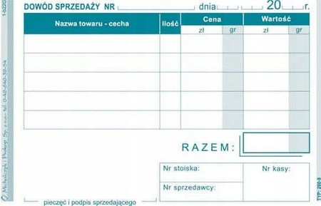 Dowód sprzedaży paragon M&P 260-9 A7 80 kartek