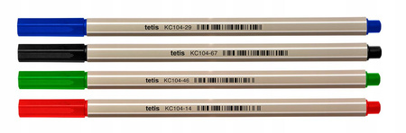 Cienkopis TetisKC104 0,7mm zestaw 4szt MIX KOLORÓW