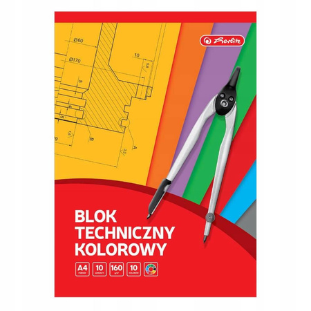Blok techniczny A4 kolorowy 10 kartek Herlitz