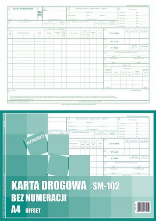 Druk Karta drogowa bez numeracji A4 Emeko SM-102