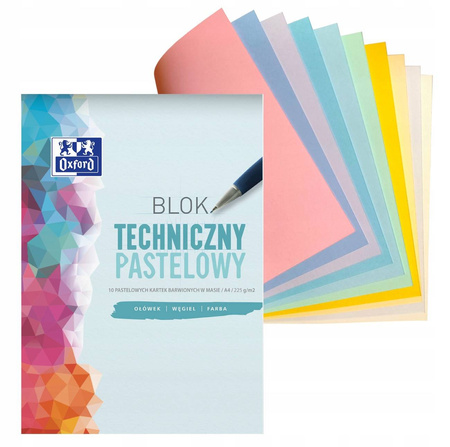 BLOK TECHNICZNY OXFORD A4 10K 225G KOLOR PASTEL