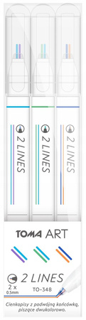 Cienkopisy 2 Lines Toma TO-348-B Zestaw 3 sztuk