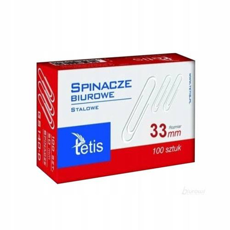 Spinacze biurowe Tetis GS140 okrągłe 33 mm 100 szt