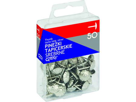 Pinezki tapicerskie Grand srebrne 50 sztuk