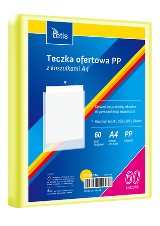 TECZKA OFERTOWA PP Z 60 KOSZULKAMI A4 ŻÓŁTA BT630-Y60