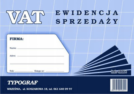 Ewidencja sprzedaży VAT Typograf 48004 A4 48 stron