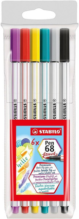 Flamastry STABILO Pen 68 brush opk 6 kolorów