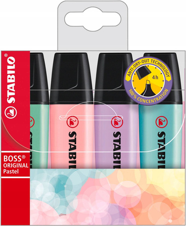 Zakreślacz STABILO BOSS ORIGINAL Pastel etui 4 szt