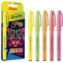 Pisaki Pentel Brush Sign Pen 5 sztuk Fluo Art