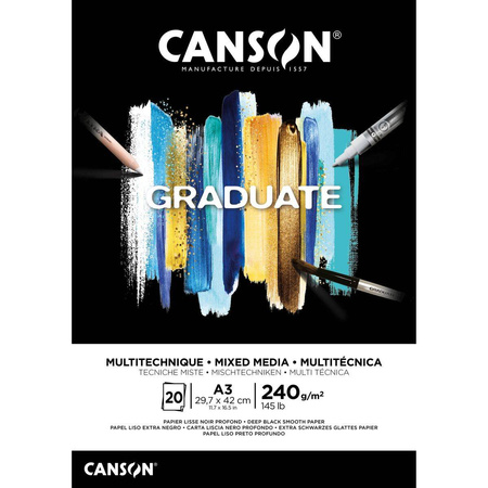 Blok_Mix-med. Canson Graduate A3 240g 20A Czarny FILA