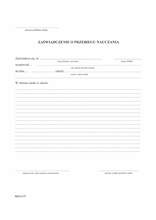 Zaświadczenie o przebiegu nauczania