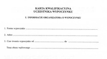 Wypoczynek dzieci i młodzieży, karta kwalifikacyjna