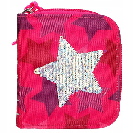Różowa Portmonetka Top model z cekinami Star