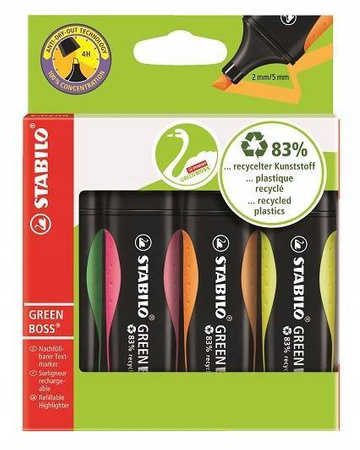 Zakreślacz STABILO GREEN BOSS etui 4 szt.