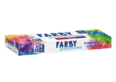 FARBY PLAKATOWE OXFORD 12 KOLORÓW + 2 GRATIS
