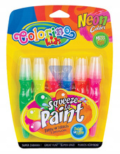 Farby w tubach z pędzelkiem 6 kol neon Colorino