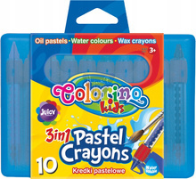 Kredki pastelowe 10 kolorów Colorino Kids 3 w 1