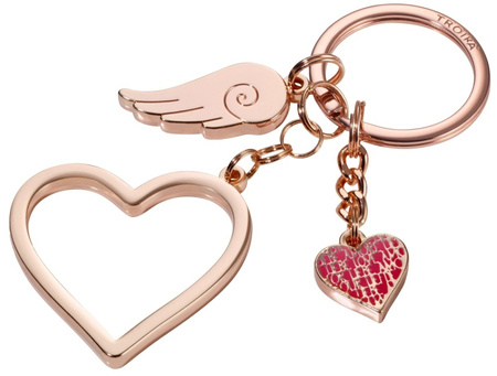 BRELOK TROIKA LOVE IS IN THE AIR, EMALIOWANY METAL, RÓŻOWE ZŁOTO